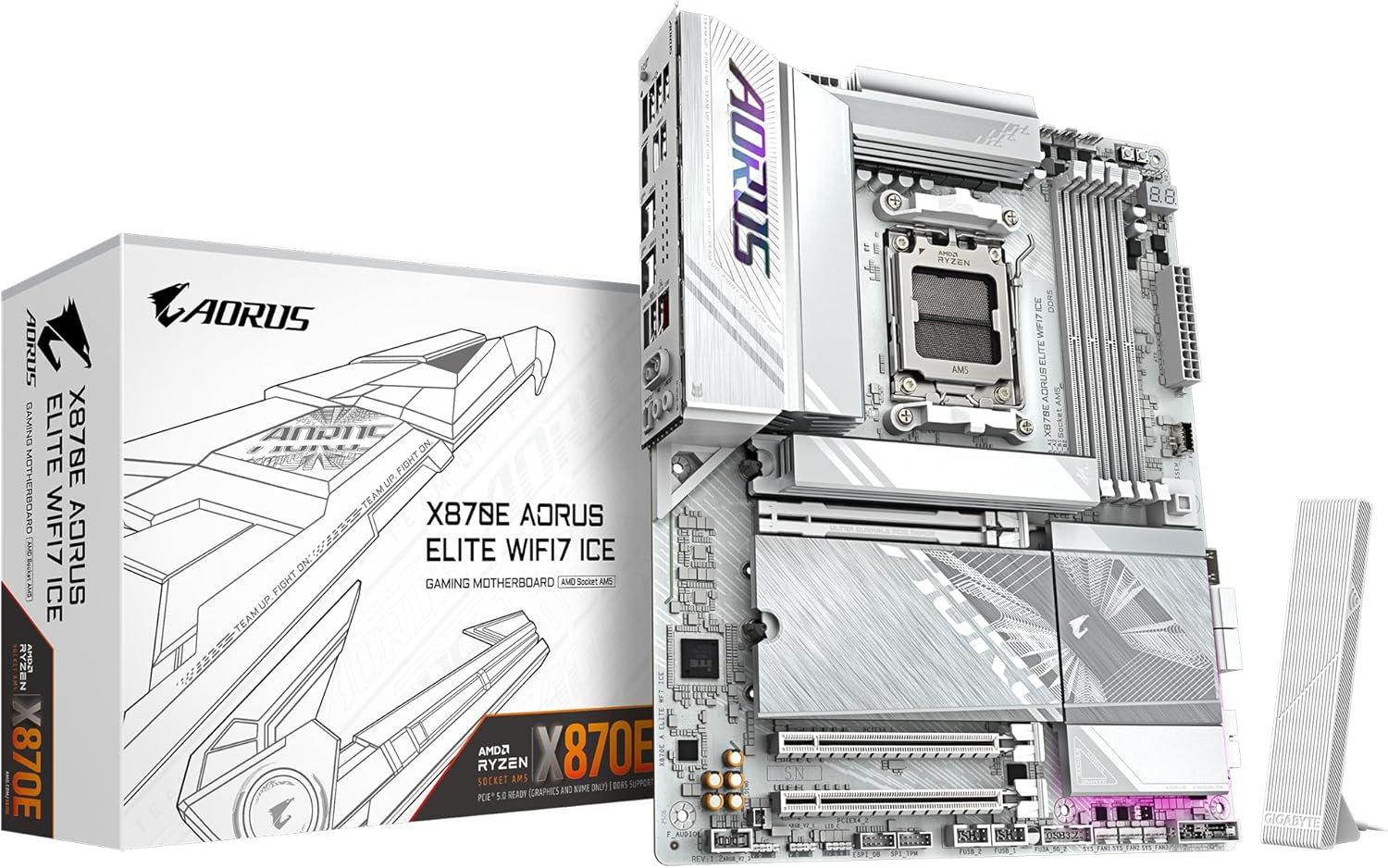 Gigabyte X870E AORUS ELITE WIFI7 ICE White Flagship AMD Ryzen AM5 ATX Motherboard (X870E AORUS ELITE WIFI7 ICE)